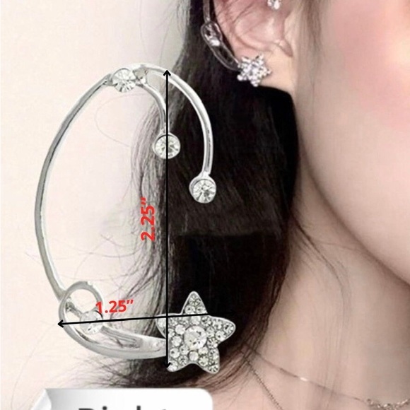 Moon And Star Pierced Ear Cuff Moon And Star Ear Jewelry - Picture 2 of 4